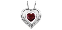 Tracking - Silver Created Ruby Heart Shape  6x6mm & Diamond 0.03cttw Necklace 18"
