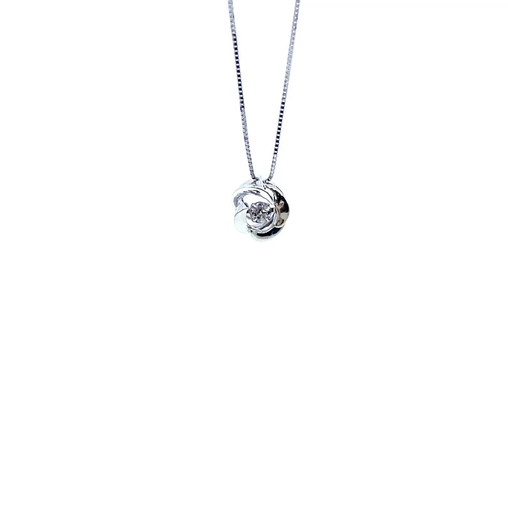 10K White Gold 0.14cttw Diamond Pulse Pendant, 18"