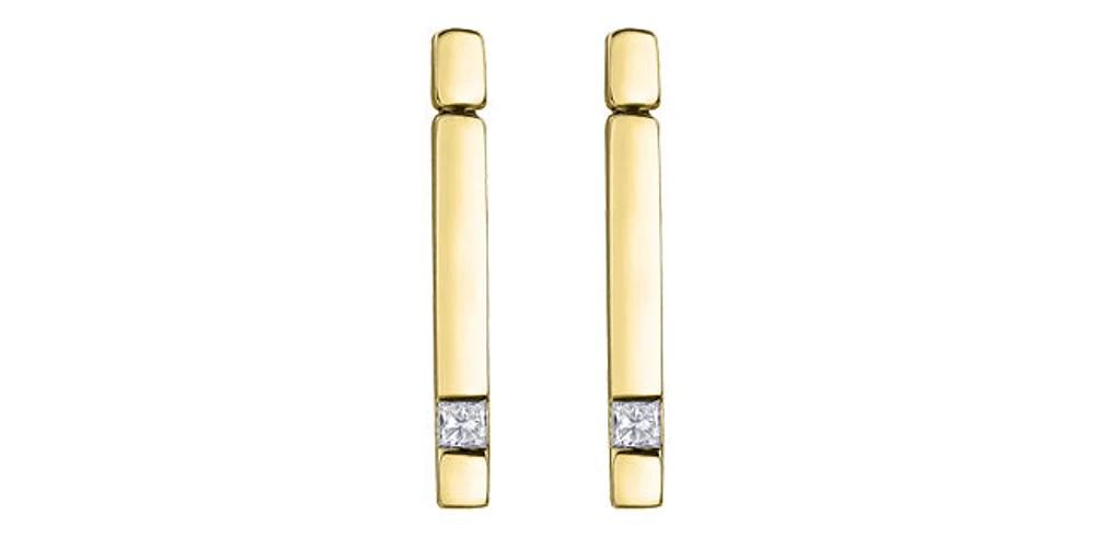 10K Yellow Gold 0.14cttw Canadian Diamond Line Dangle/Drop Earrings