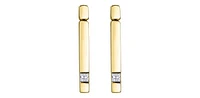 10K Yellow Gold 0.14cttw Canadian Diamond Line Dangle/Drop Earrings