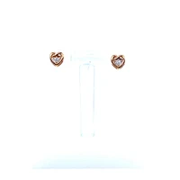 10K White & Rose Gold 0.032cttw Diamond Heart Stud Earrings
