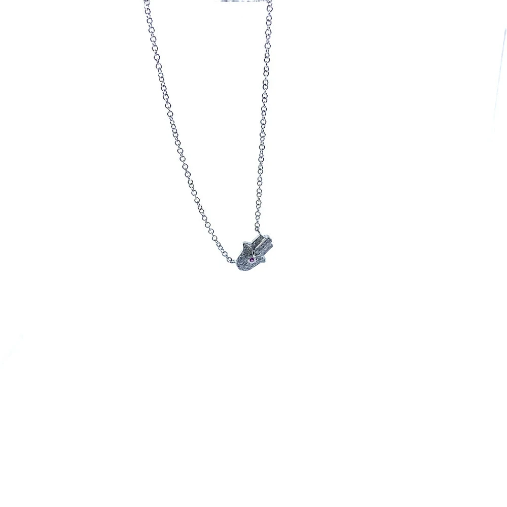 White Gold Hamsa Diamond Pendant