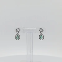 10K White Gold Oval Cut Emerald Stud Earrings