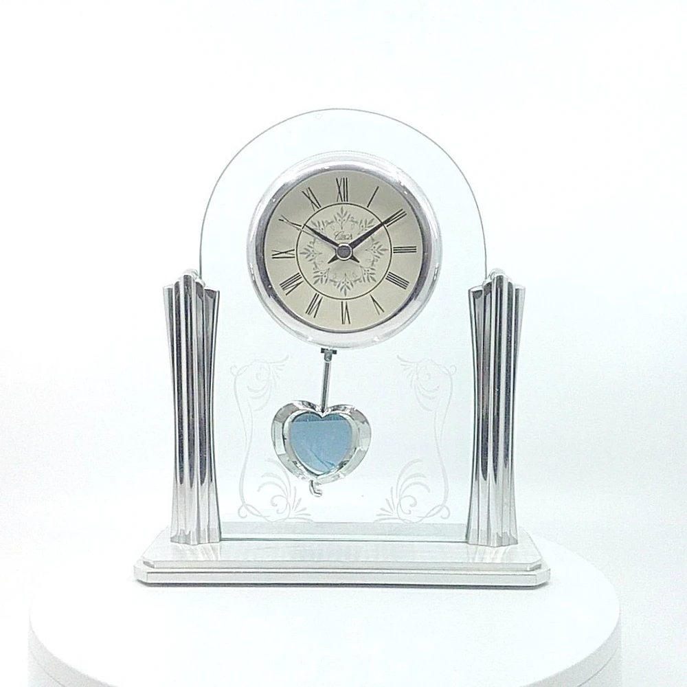 Heart Pendulum Glass Clock