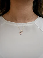 10K 2 Tone Gold Diamond Heart Necklace - 18"