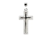 TRACKING - 925 Sterling Silver Cubic Zirconia 28mm x 15mm Crested Cross Charm