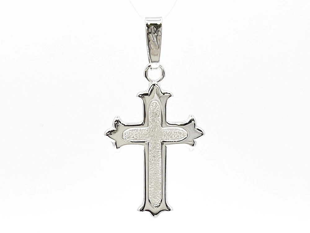 925 Sterling Silver 25mm x 16mm Brush Center Cross Charm