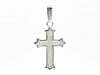 925 Sterling Silver 25mm x 16mm Brush Center Cross Charm