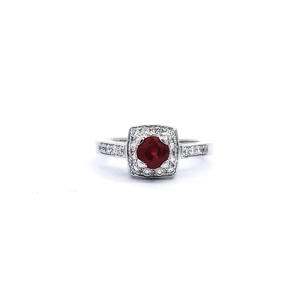 14K White Gold 0.75cttw Ruby and 0.35ttw Diamond Ring - Size 7