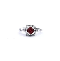 14K White Gold 0.75cttw Ruby and 0.35ttw Diamond Ring - Size 7