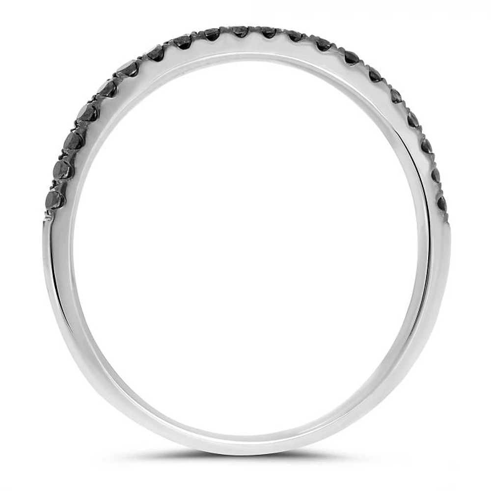 14K White, Yellow or Rose Gold 0.17cttw Black Diamond Pave Band - 14K White Gold