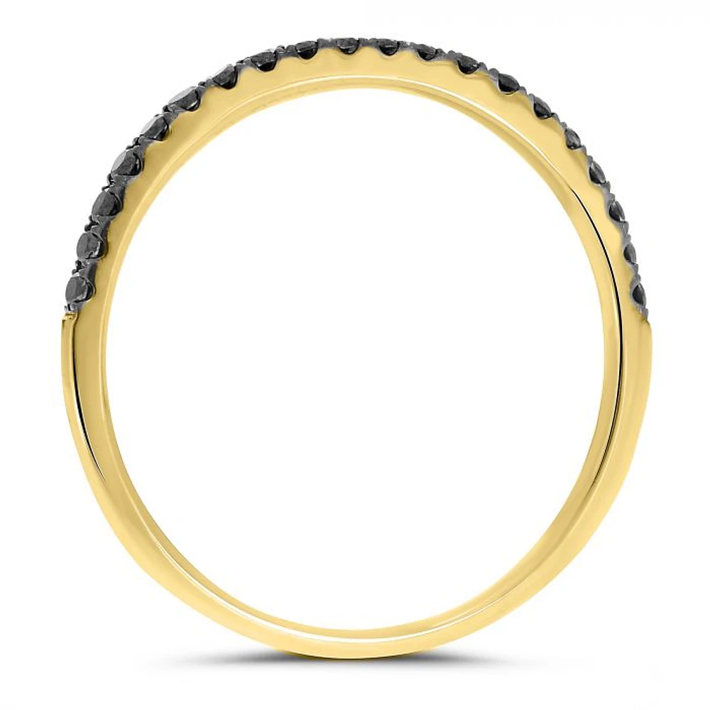 14K White, Yellow or Rose Gold 0.17cttw Black Diamond Pave Band - 14K White Gold