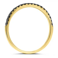 14K White, Yellow or Rose Gold 0.17cttw Black Diamond Pave Band - 14K White Gold