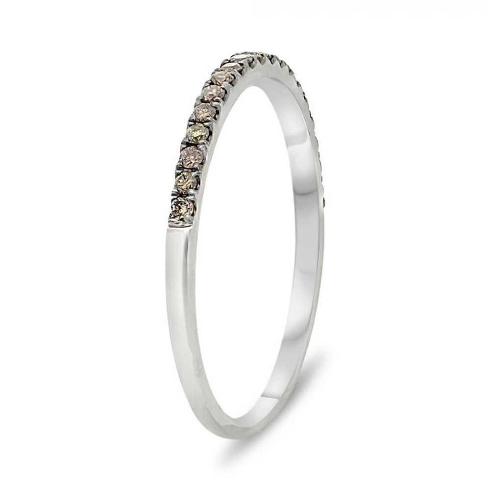 14K White, Yellow or Rose Gold 0.15cttw Champagne Diamond Pave Band - 14K White Gold