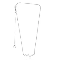 14K White Gold Diamond "Heartbeat" Necklace, 18"
