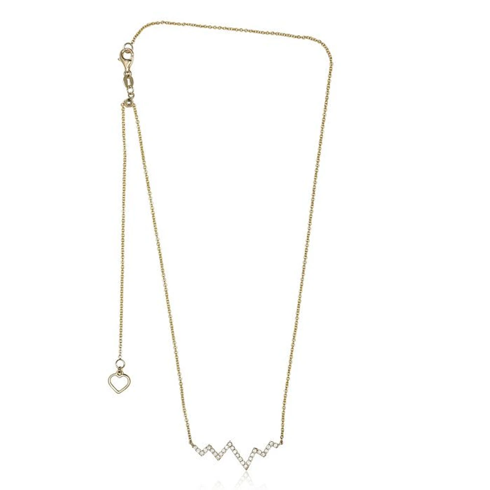 14K White Gold Diamond "Heartbeat" Necklace, 18"