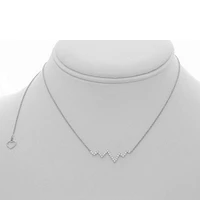 14K White Gold Diamond "Heartbeat" Necklace, 18"