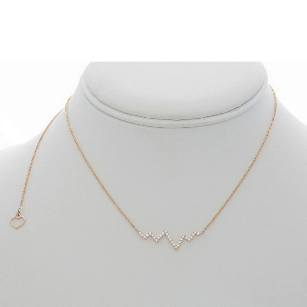 14K White Gold Diamond "Heartbeat" Necklace, 18"
