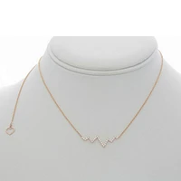 14K White Gold Diamond "Heartbeat" Necklace, 18"