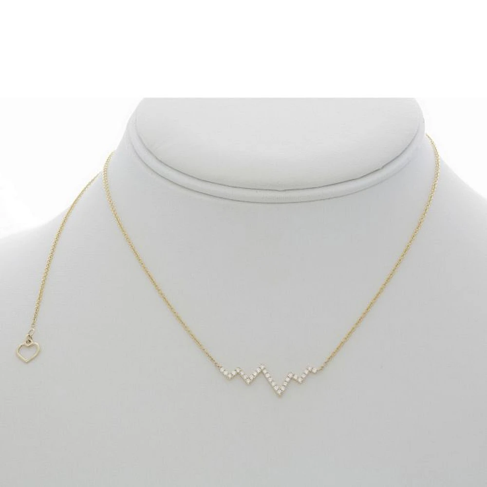 14K White Gold Diamond "Heartbeat" Necklace, 18"