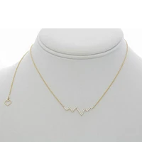 14K White Gold Diamond "Heartbeat" Necklace, 18"