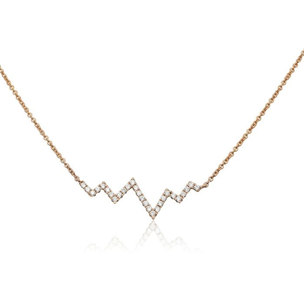 14K White Gold Diamond "Heartbeat" Necklace, 18"
