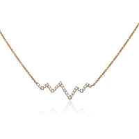 14K White Gold Diamond "Heartbeat" Necklace, 18"