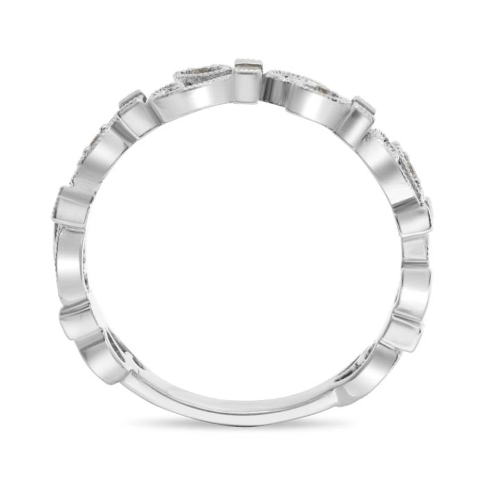 14K White, Yellow or Rose Gold 0.16cttw Diamond Ivy Scroll Band - 14K White Gold