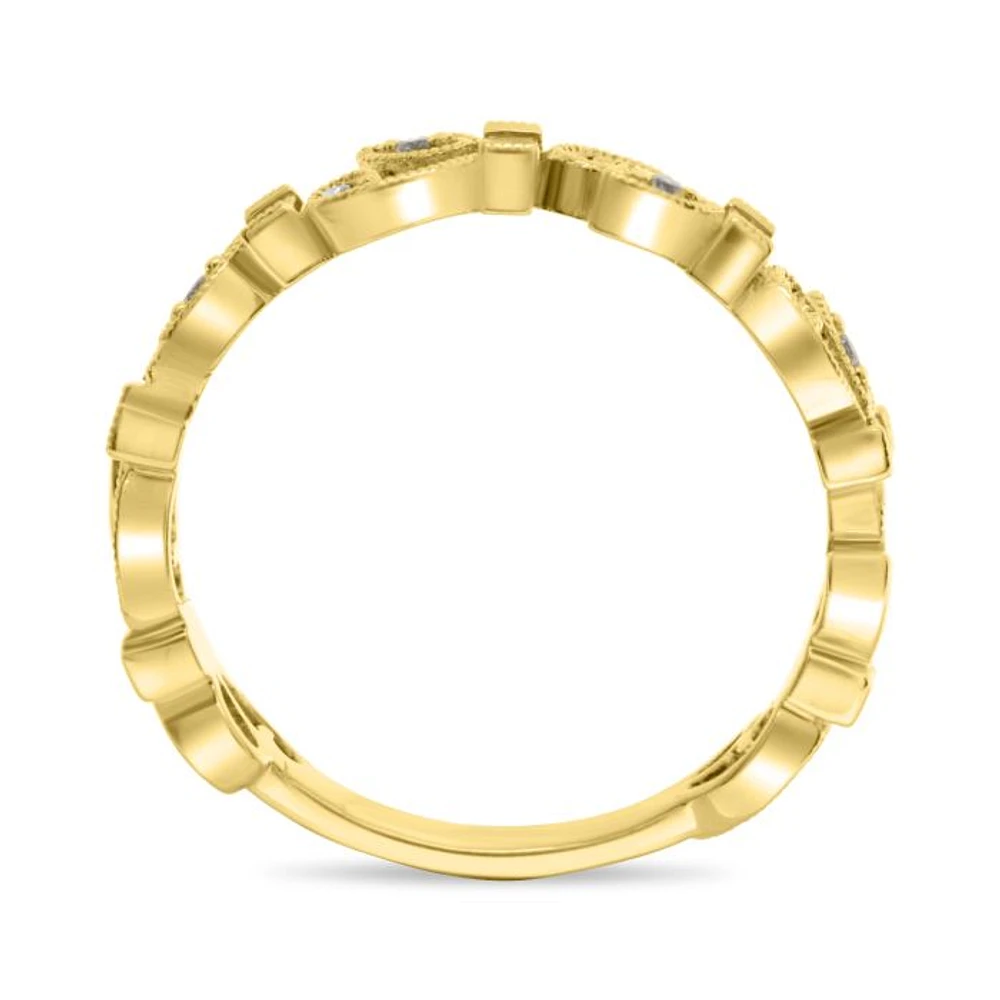 14K White, Yellow or Rose Gold 0.16cttw Diamond Ivy Scroll Band - 14K White Gold