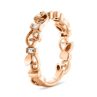 14K White, Yellow or Rose Gold 0.16cttw Diamond Ivy Scroll Band - 14K White Gold
