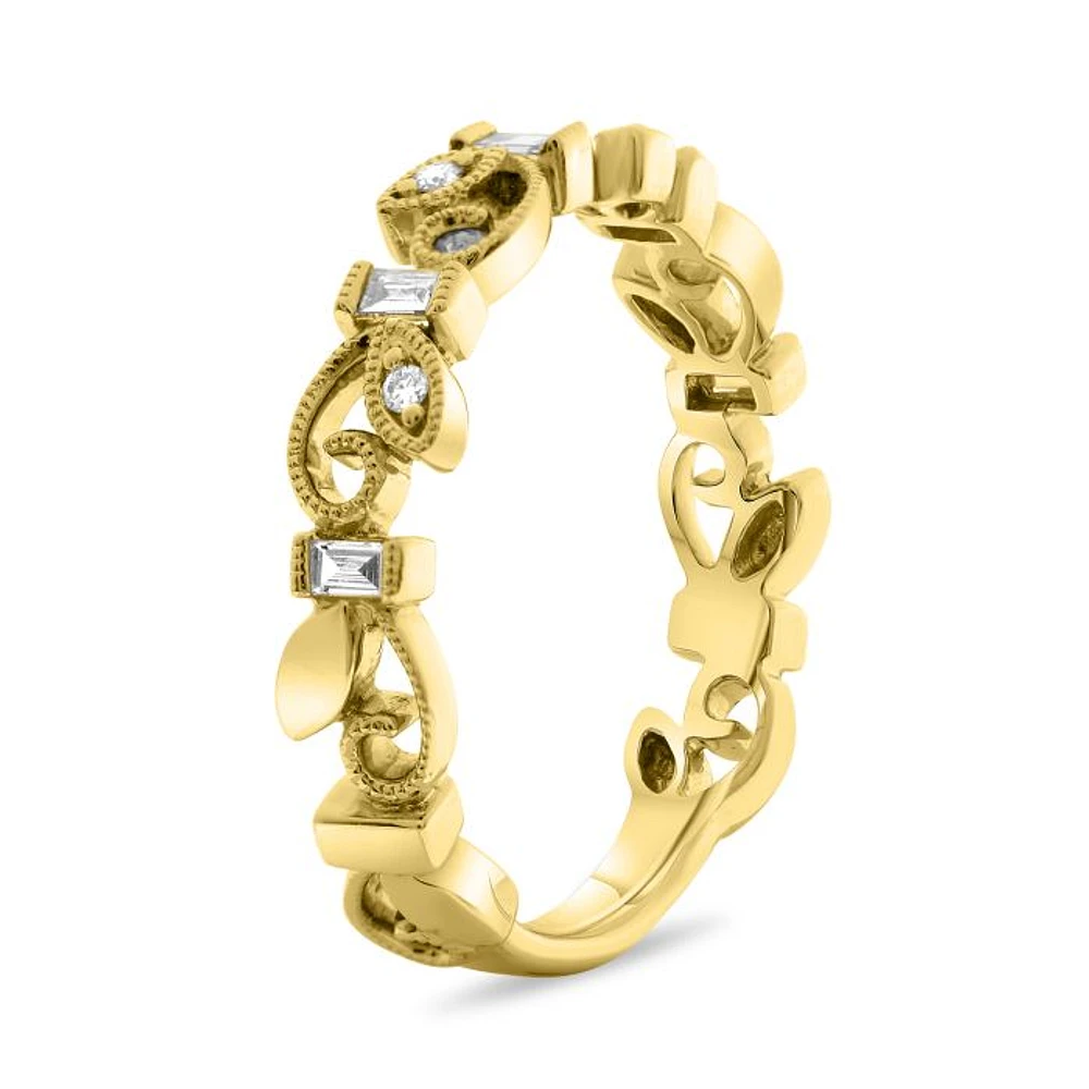 14K White, Yellow or Rose Gold 0.16cttw Diamond Ivy Scroll Band - 14K White Gold
