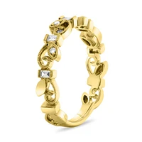 14K White, Yellow or Rose Gold 0.16cttw Diamond Ivy Scroll Band - 14K White Gold