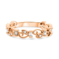 14K White, Yellow or Rose Gold 0.16cttw Diamond Ivy Scroll Band - 14K White Gold