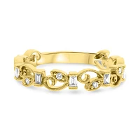 14K White, Yellow or Rose Gold 0.16cttw Diamond Ivy Scroll Band - 14K White Gold