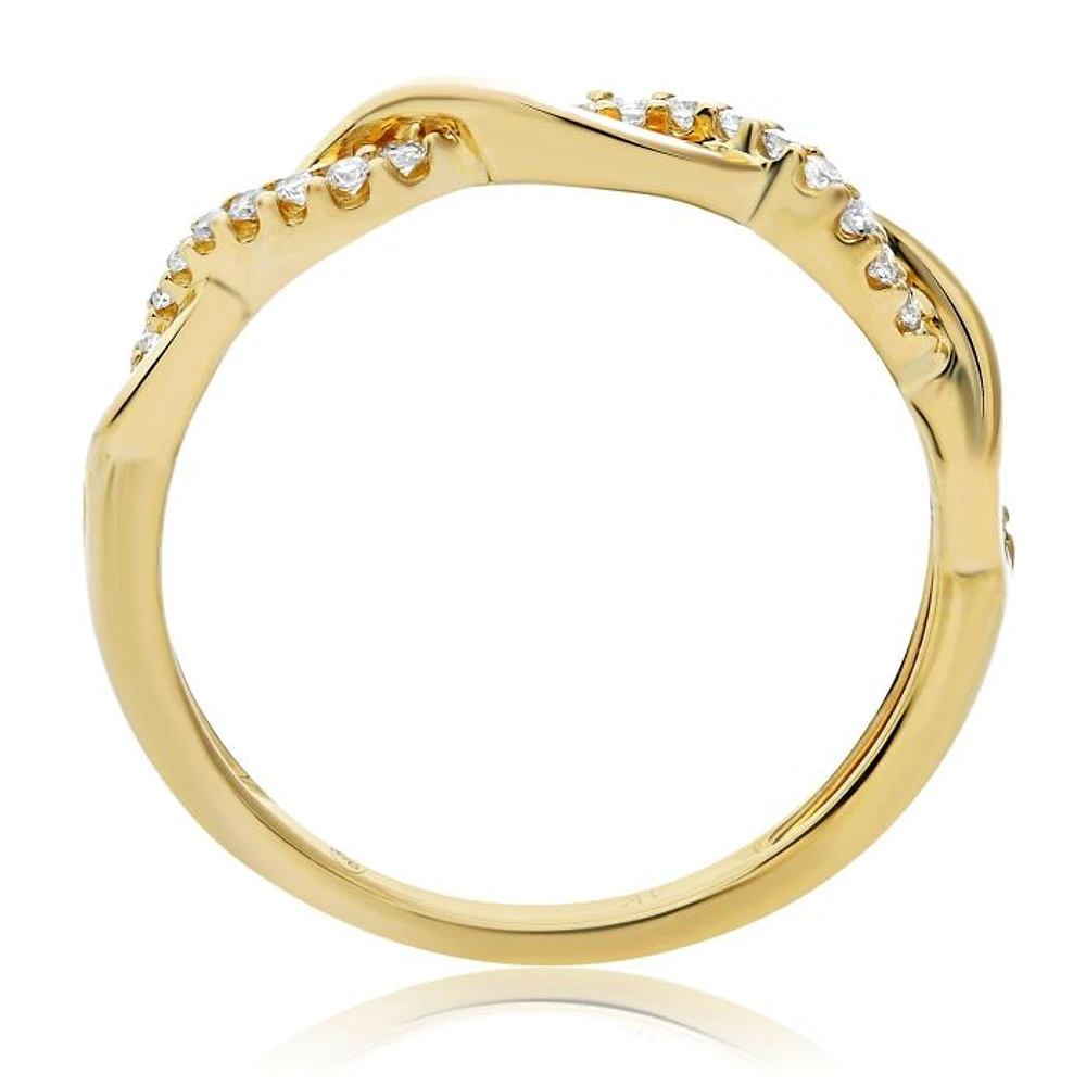 14K White, Yellow or Rose Gold 0.13cttw Diamond Wave Ring - 14K White Gold