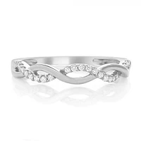 14K White, Yellow or Rose Gold 0.13cttw Diamond Wave Ring - 14K White Gold