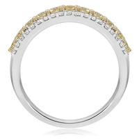 18K Two Tone Fancy Yellow and White Diamonds Wedding Band