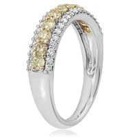 18K Two Tone Fancy Yellow and White Diamonds Wedding Band