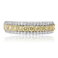18K Two Tone Fancy Yellow and White Diamonds Wedding Band