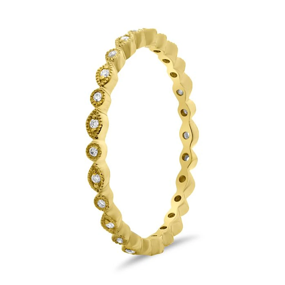 14K White, Yellow or Rose Gold 0.07cttw Diamond Marquise & Dot Eternity Band - 14K White Gold