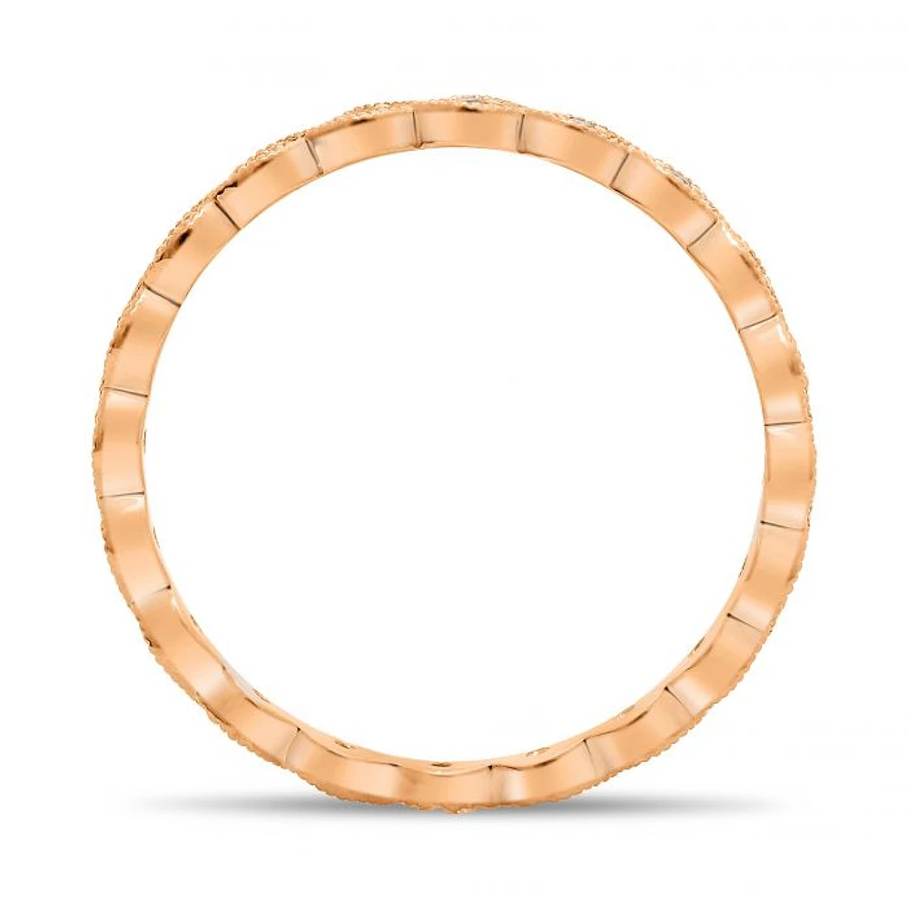 14K White, Yellow or Rose Gold 0.06cttw Diamond Milgrain Eternity Band - 14K White Gold