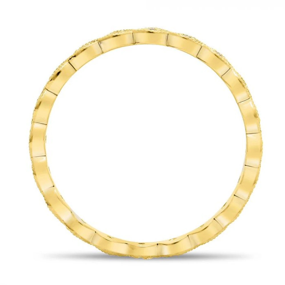 14K White, Yellow or Rose Gold 0.06cttw Diamond Milgrain Eternity Band - 14K White Gold