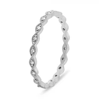 14K White, Yellow or Rose Gold 0.06cttw Diamond Milgrain Eternity Band - 14K White Gold