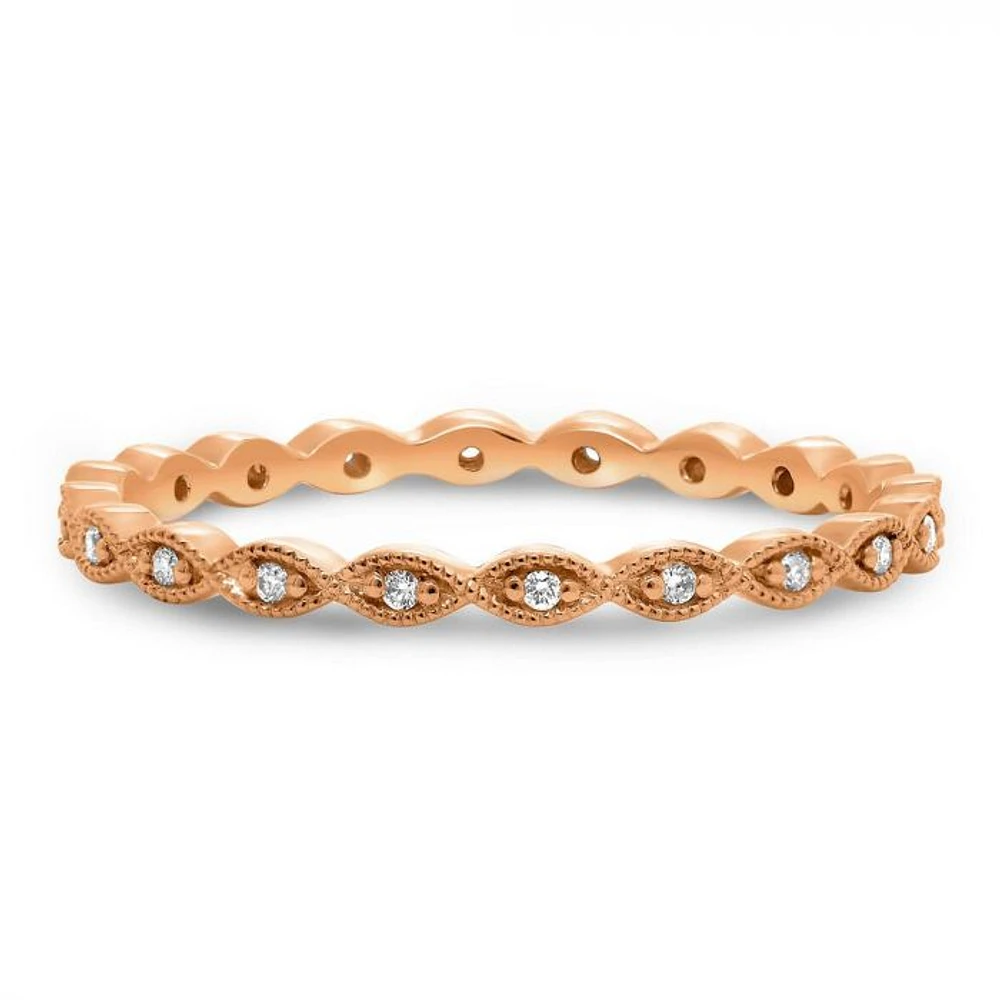 14K White, Yellow or Rose Gold 0.06cttw Diamond Milgrain Eternity Band - 14K White Gold