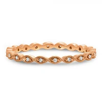 14K White, Yellow or Rose Gold 0.06cttw Diamond Milgrain Eternity Band - 14K White Gold