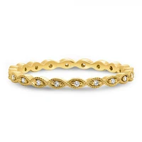 14K White, Yellow or Rose Gold 0.06cttw Diamond Milgrain Eternity Band - 14K White Gold