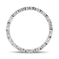 14K White, Yellow or Rose Gold 0.06cttw Diamond Geometric Milgrain Eternity Band - 14K White Gold / 4.5