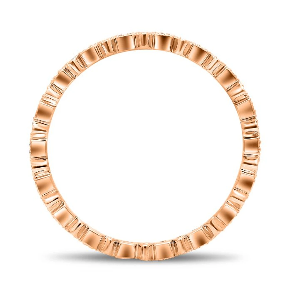 14K White, Yellow or Rose Gold 0.06cttw Diamond Geometric Milgrain Eternity Band - 14K White Gold / 4.5