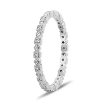 14K White, Yellow or Rose Gold 0.06cttw Diamond Geometric Milgrain Eternity Band - 14K White Gold / 4.5