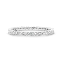14K White, Yellow or Rose Gold 0.06cttw Diamond Geometric Milgrain Eternity Band - 14K White Gold / 4.5